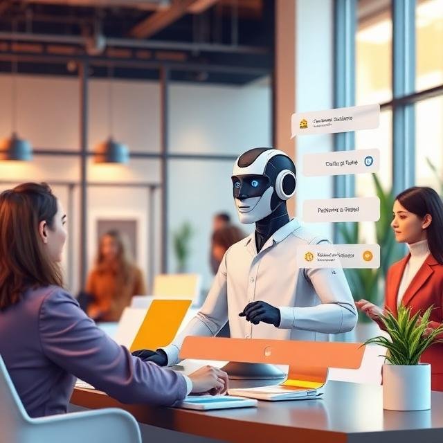 AI chatbot assisting a customer in a modern business setting