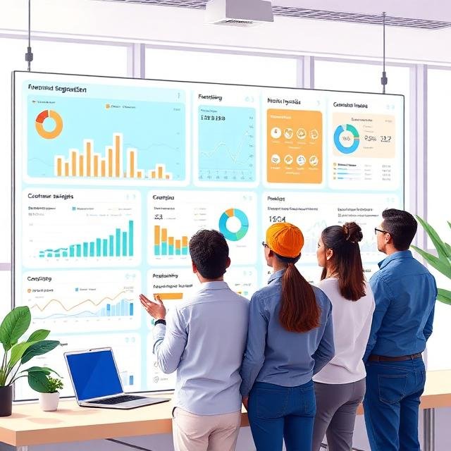 AI dashboard analyzing market trends and customer insights