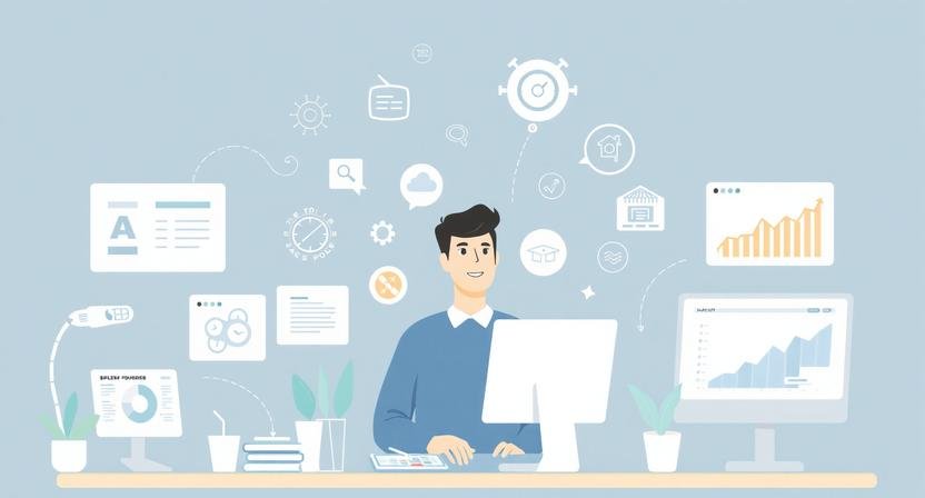 Illustration showing the **Top AI Tools for Entrepreneurs 2026** in action, including workflow automation, content creation, and analytics for small teams and founders.