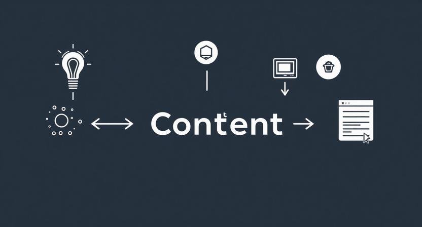Abstract visual of AI content planning workflow from ideas to execution