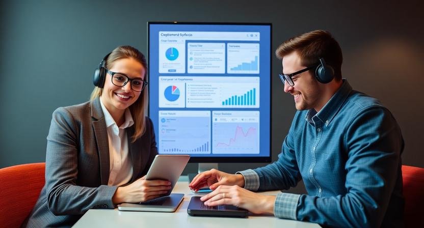 AI-enhanced customer experience frameworks showing AI personalization, chatbots, and analytics dashboards for small business teams