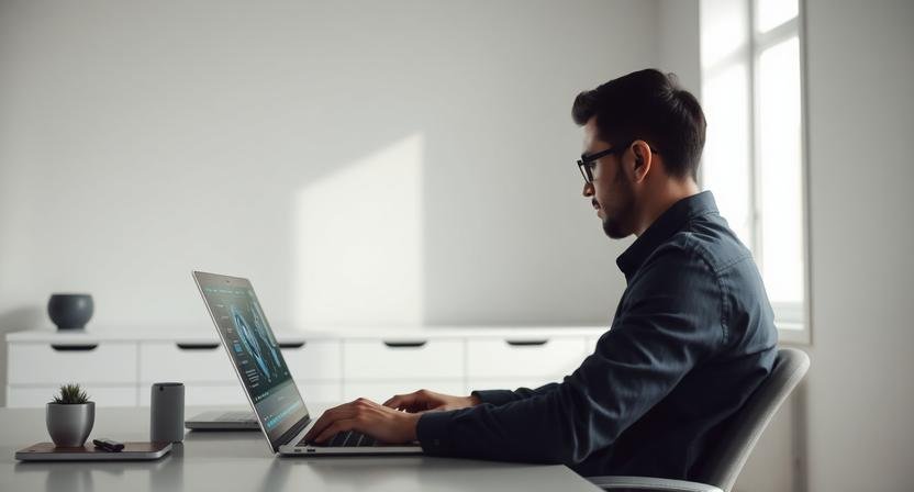 AI image generation for entrepreneurs showing a founder using AI tools to create visual content in a modern workspace