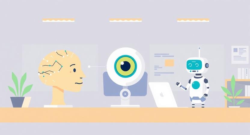 Illustration showing understanding LLMs, vision models, and AI agents in a business setting, highlighting how each model type works and interacts for practical applications