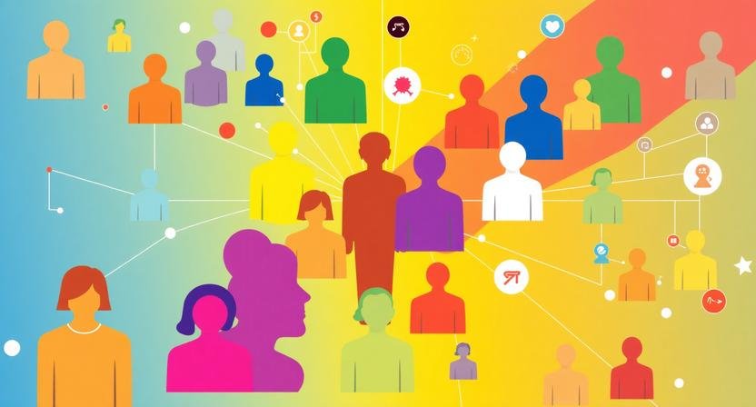 AI market segmentation illustration showing diverse customer groups and data-driven insights for entrepreneurs.