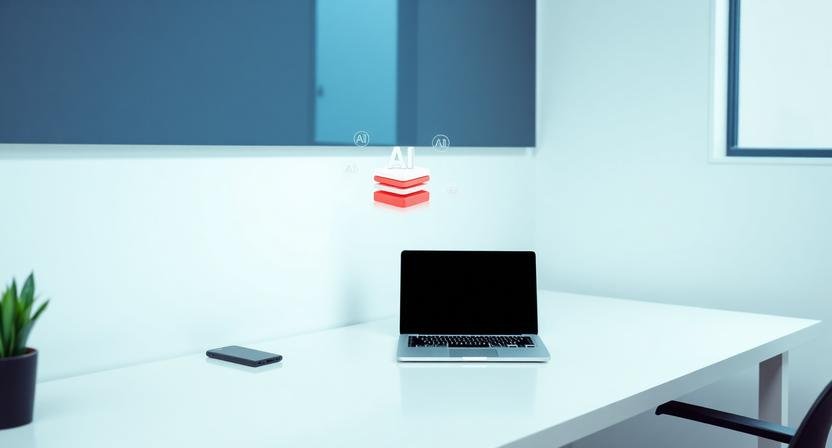 Beginner guide to choosing AI tools for entrepreneurs, showing a small AI stack on a laptop