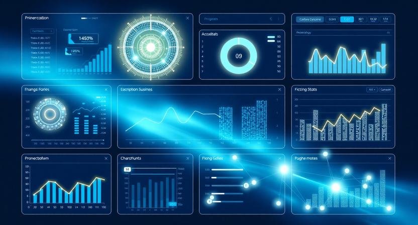 AI decision dashboard displaying business analytics, connected data sources, and automated insights for better business decision making.