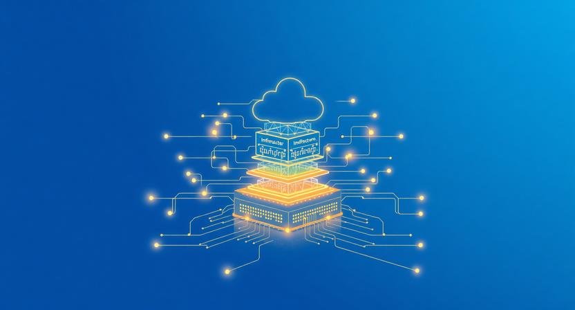 AI infrastructure stack showing interconnected business systems, automation workflows, and data architecture for modern startups