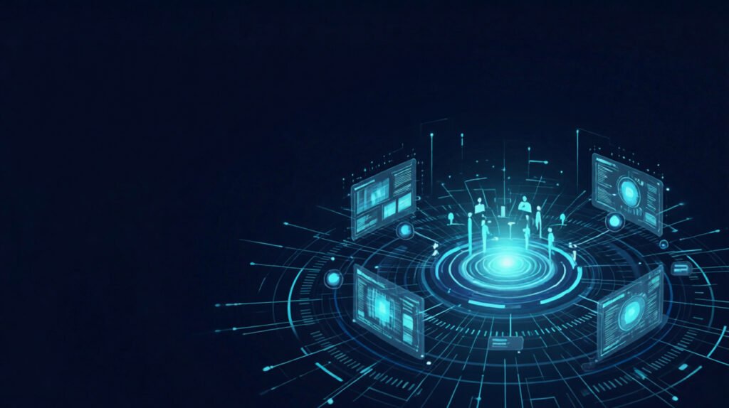 AI operating system connecting business workflows, decisions, data, and human oversight