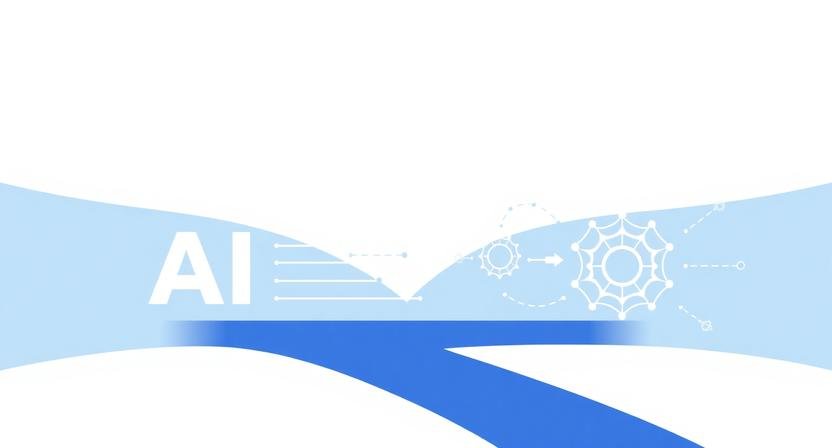 Abstract illustration showing when to automate or augment business processes with AI