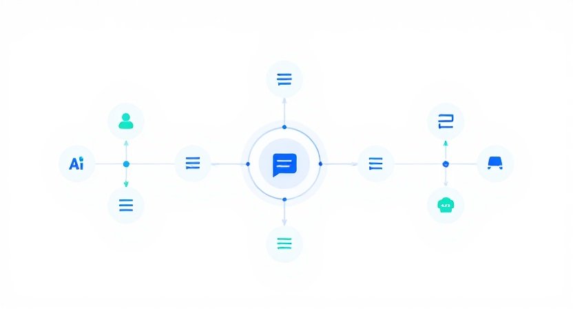 AI sales follow-up workflow for small businesses illustrated with connected messages and organized task pathways